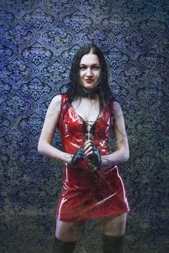 Lady in red Stock Photos
