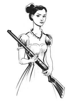 Lady with a rifle Stock Illustration