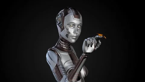 Lady robot with butterfly Stock Footage 251748125