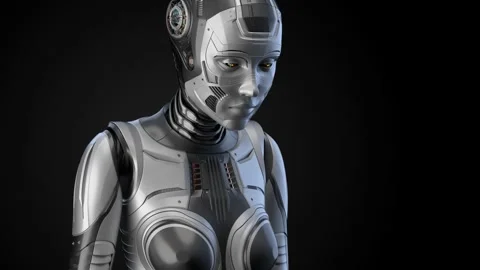 Lady robot turns on Stock Footage 251748283