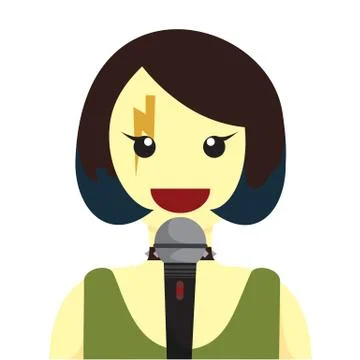Lady Rocker Singer Vector Illustration Graphic Stock Illustration