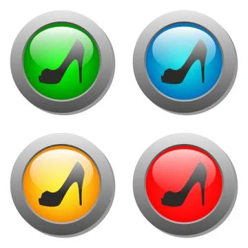 Lady shoe icon on buttons set Stock Illustration