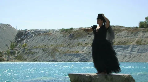 Lady on a shore Stock Footage 34438804