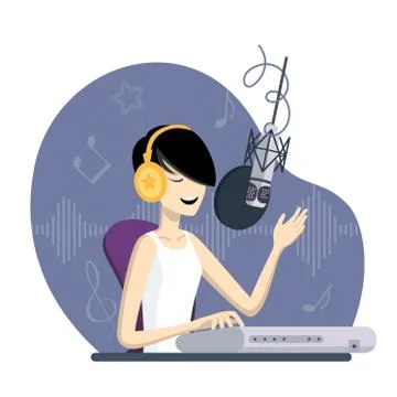 Lady singer Illustrazione stock