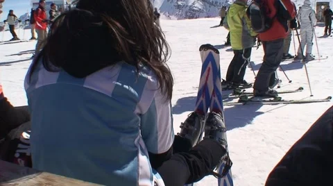 Lady Skier Resting Video stock 1038151