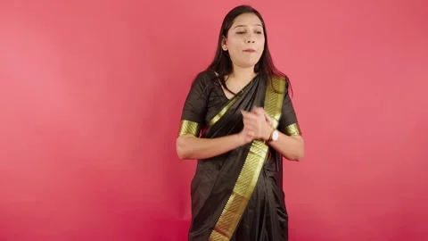 Lady speaks assertively with hands clasped on respect Video stock 297599006