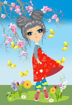 Lady Spring, Stock Illustration