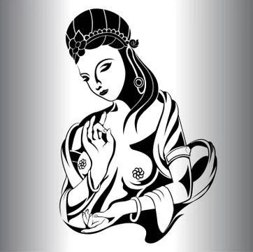 Lady Statues Silhouette Stock Illustration