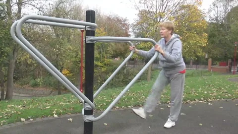 Lady stretching Stock Footage 88101187