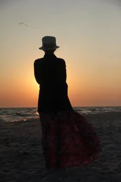 Lady on sunset Foto stock