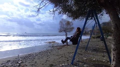 Lady on a swing Stock Footage 123127902