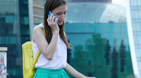 Lady talking on the mobile phone Stock Footage 52352279