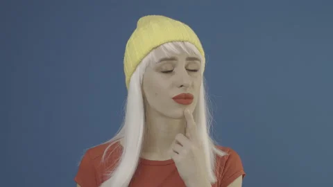 Lady is thinking and doubting. Doubtful and sceptical expression. Slog2 422 raw Stock Footage 232805326