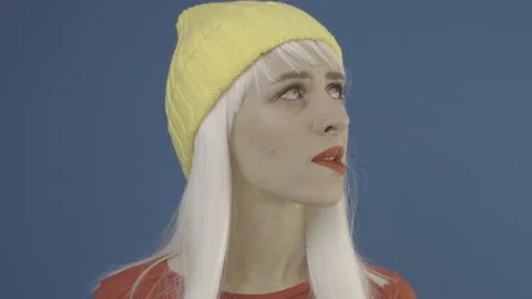 Lady is thinking and doubting. Doubtful and sceptical expression. Slog2 ungraded Stock Footage 237808358