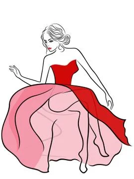 Lady in translucent dress on a sofa Stock Illustration
