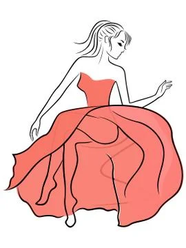 Lady in translucent gown on a sofa Stock Illustration