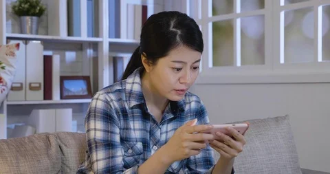 Lady unsatisfied with bad internet connection Stock Footage 104025065