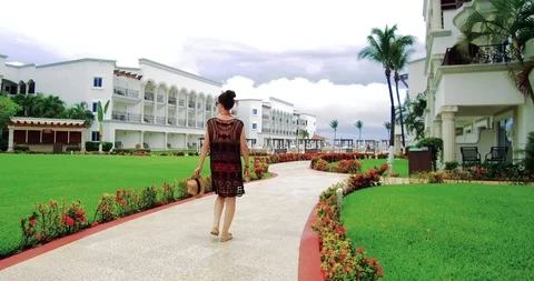 Lady on Vacation Stock Footage 90361342