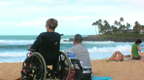 Lady in wheelchair Stock Footage 142784