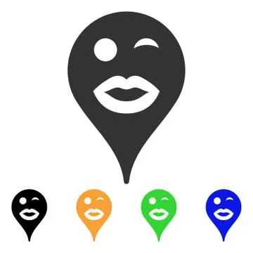 Lady Wink Smiley Map Marker Vector Icon Ilustración de archivo