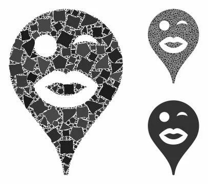 Lady wink smiley map marker Mosaic Icon of Tremulant Elements Stock Illustration