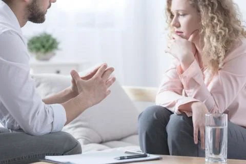 Lady worrying about her problems Stock Photos