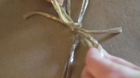 Lady Wrapping Present Stock Footage 1184606