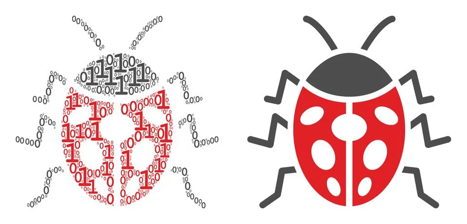 Ladybird Bug Composition of Binary Digits Stock Illustration