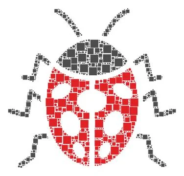 Ladybird Bug Composition of Squares and Circles Stock Illustration