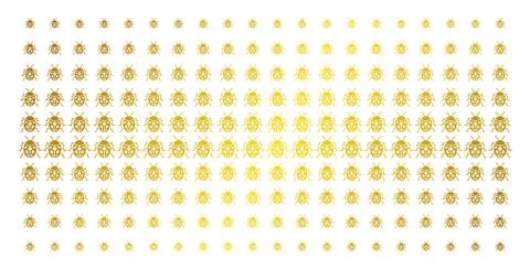 Ladybird Bug Gold Halftone Pattern Ilustración de archivo