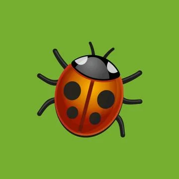 Ladybird Bug on Green Leaf. Vector. Illustrazione stock