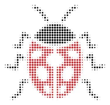Ladybird Bug Halftone Icon Stock Illustration