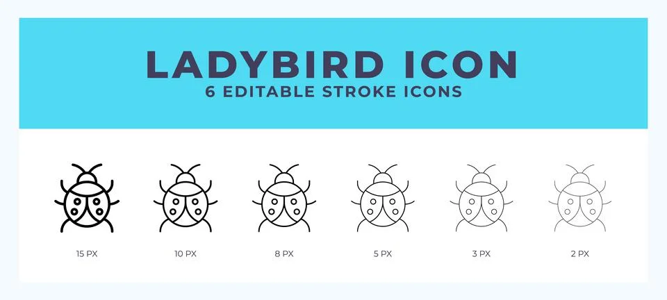 Ladybird editable line icon. Vector illustration with different stroke. Stock Illustration