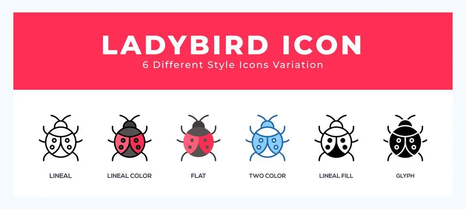 Ladybird icons set of simple vector illustration. Stock Illustration