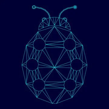 Ladybird in low poly triangulation triangulated polygonal electric cyan blu.. Stock Illustration