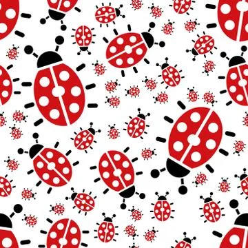 Ladybird vector seamless pattern Stock Illustration