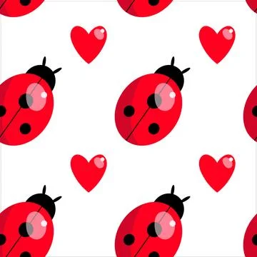 Ladybirds and hearts pattern Stock Illustration