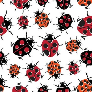 Ladybirds seamless pattern. Vector illustration. Stock Illustration
