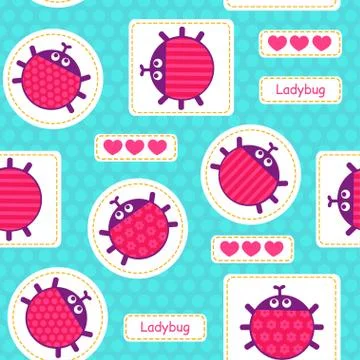 Ladybirds seamless vector pattern Stock Illustration