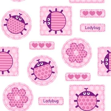 Ladybirds seamless vector pattern Stock Illustration