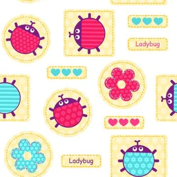 Ladybirds seamless vector pattern Illustrazione stock