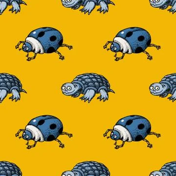 Ladybug and turtle seamless pattern 스톡 일러스트