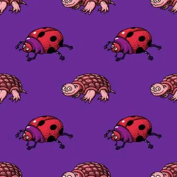 Ladybug and turtle seamless pattern イラスト素材