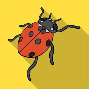 Ladybug is an arthropod.The insect beetle,ladybug single icon in flat style Stock Illustration