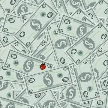 Ladybug on banknotes of dollars Stock Illustration