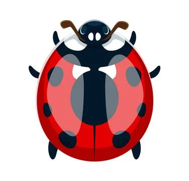 Ladybug beetle font cartoon number 0 zero Stock Illustration