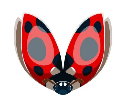 Ladybug beetle font typeset cartoon letter V Stock Illustration