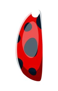 Ladybug beetle font typeset cartoon number 1 one Stock Illustration