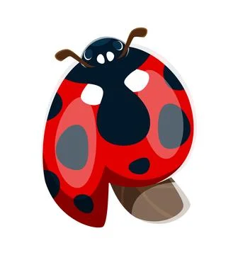 Ladybug beetle font typeset cartoon letter R Stock Illustration