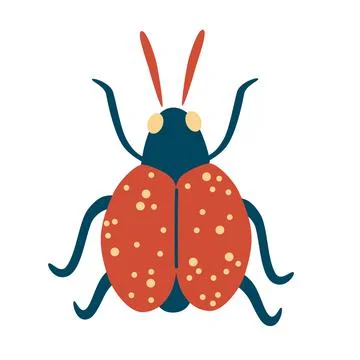 Ladybug. Beetle. Insect. Cute ladybug or ladybird simple flat design red and Stock Illustration